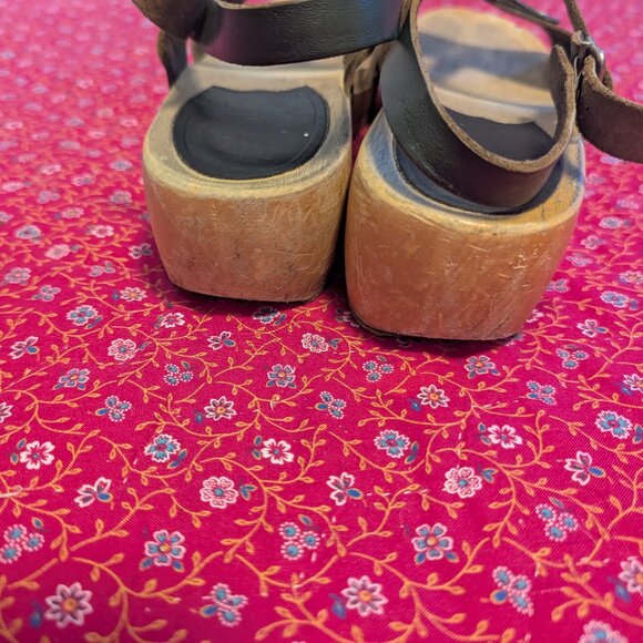 Swedish Hasbeens Wooden Platform Studded Sandal Scandi Girl Strappy Clog Boho - Picture 9 of 12